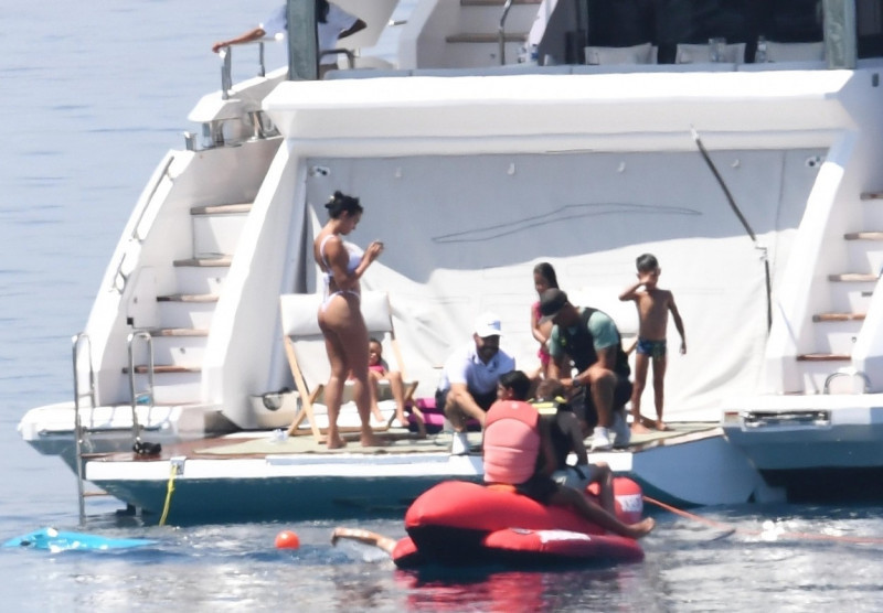 *EXCLUSIVE* Portuguese football star Cristiano Ronaldo enjoys family time aboard a yacht in Sardinia