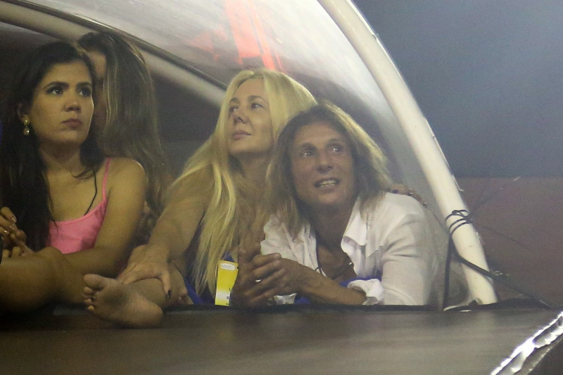 Argentine retired footballer Claudio Caniggia enjoys Carnival in Rio with his wife Claudio Caniggia, Mariana Nannis