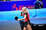 Bernadette SZOCS, RumĂ¤nien, gewinnt erstmals Gold im Einzel bei den Europaspiele und macht gegen Xiaoing Yang, Monaco, i