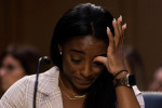United States Olympic gymnast Simone Biles testifies during a Senate Judiciary hearing about the Inspector General's report on the FBI's handling of the Larry Nassar investigation on Capitol Hill, Wednesday, Sept. 15, 2021, in Washington. Nassar was charg