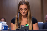 US Olympic gymnast Maggie Nichols testifies during a Senate Judiciary hearing about the Inspector General's report on the FBI handling of the Larry Nassar investigation of sexual abuse of Olympic gymnasts, on Capitol Hill, September 15, 2021, in Washingto