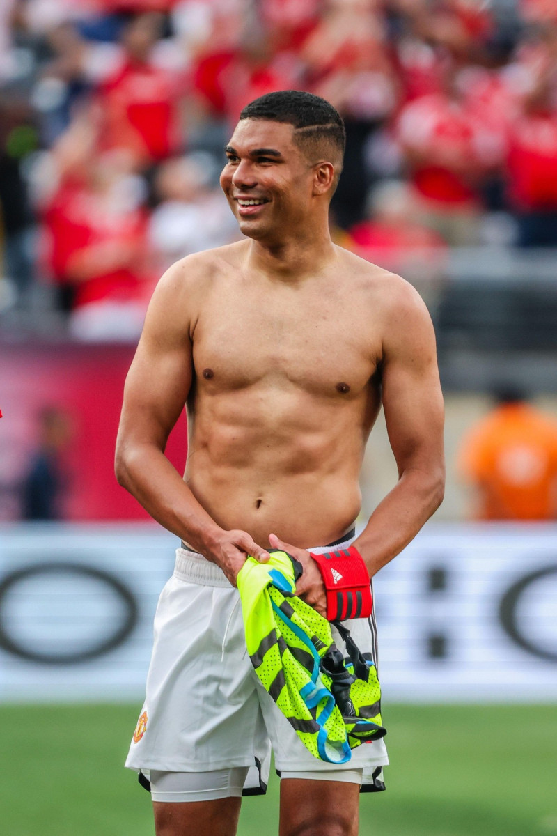 East Rutherford, United States. 22nd July, 2023. Casemiro of Manchester United during a friendly match against Arsenal at MetLife Stadium in East Rutherford in the State of New Jersey in the United States this Saturday, July 27. Credit: Brazil Photo Press