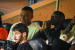 Kylian Mbappé en famille dans les tribunes du match PSG Vs Lorient au Parc des Princes à Paris - match de football de Ligue 1 Uber Eats