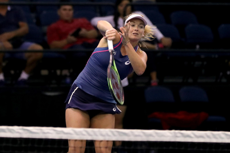 Honolulu, Hawaii. December 21, 2018 - CoCo Vandeweghe smacks a hit against Eugenie Bouchard during the Hawaii Open at the Neal S. Blaisdell Center in Honolulu, HI. (Photo by Andrew Lee/CSM) Credit: Cal Sport Media/Alamy Live News