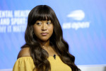 Naomi Osaka attends a mental health forum at the US Open