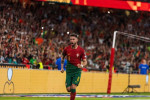 Bruno Fernandes celebrates after scoring goal during UEFA Euro 2024 Qualification game between national teams of Portugal and Bosnia and Herzegovina a