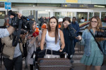Dani Alves' ex-wife and children arrive in Barcelona.