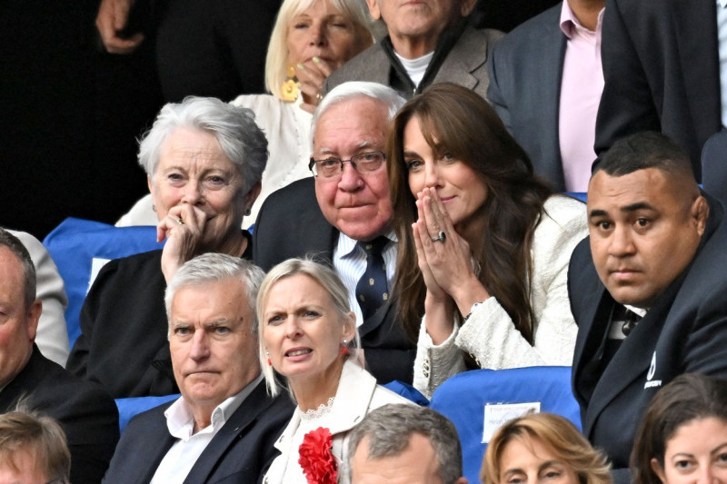 Catherine (Kate) Middleton, princesse de Galles, assiste au quart de finale Angleterre-Fidji, coupe du monde de rugby 2023, au Stade Vélodrome à Marseille