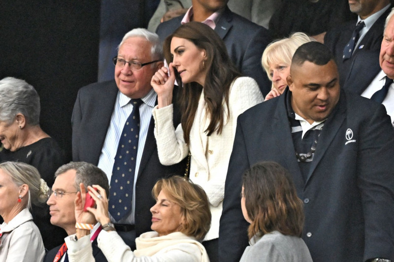 Catherine (Kate) Middleton, princesse de Galles, assiste au quart de finale Angleterre-Fidji, coupe du monde de rugby 2023, au Stade Vélodrome à Marseille