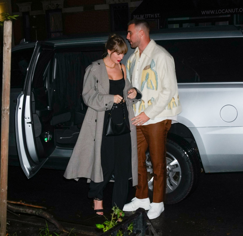 Taylor Swift and Travis Kelce attend the SNL afterparty in New York