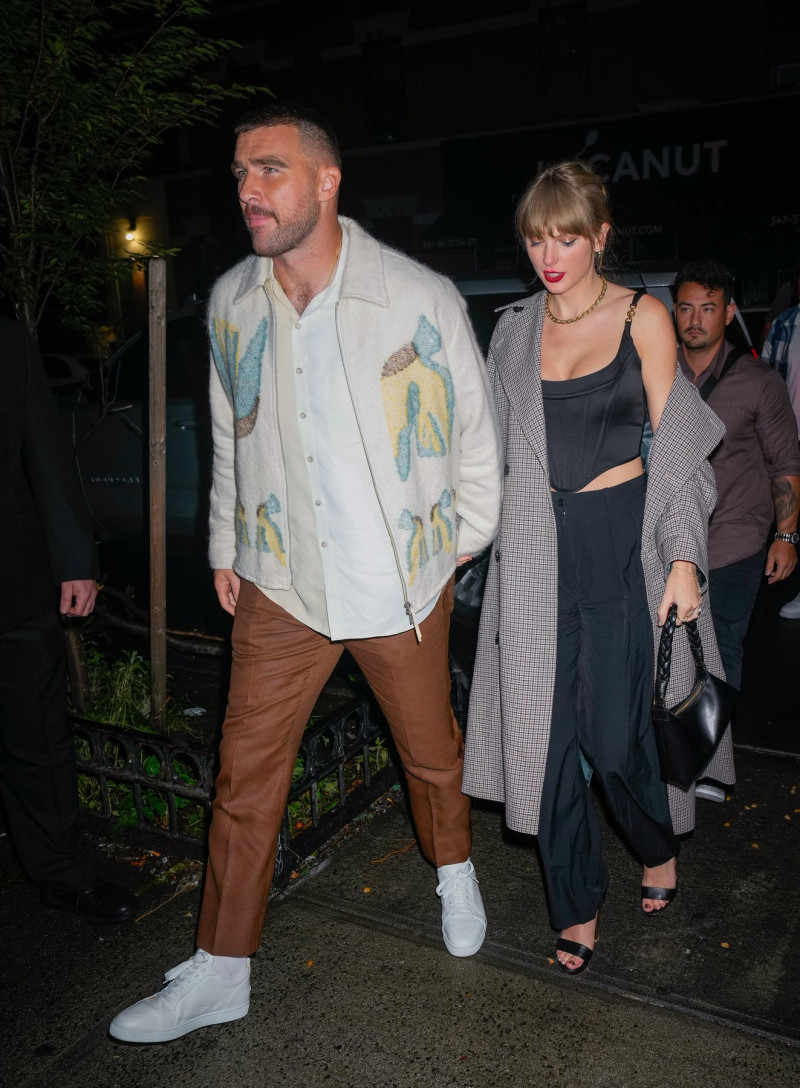 Taylor Swift and Travis Kelce attend the SNL afterparty in New York