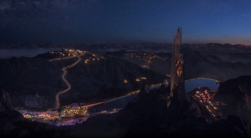 Un gratte-ciel en forme de cristal devrait devenir le point de repère de l'ambitieuse nouvelle station de ski et de sports d'hiver d'Arabie saoudite.