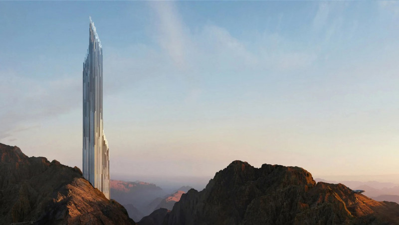 Un gratte-ciel en forme de cristal devrait devenir le point de repère de l'ambitieuse nouvelle station de ski et de sports d'hiver d'Arabie saoudite.