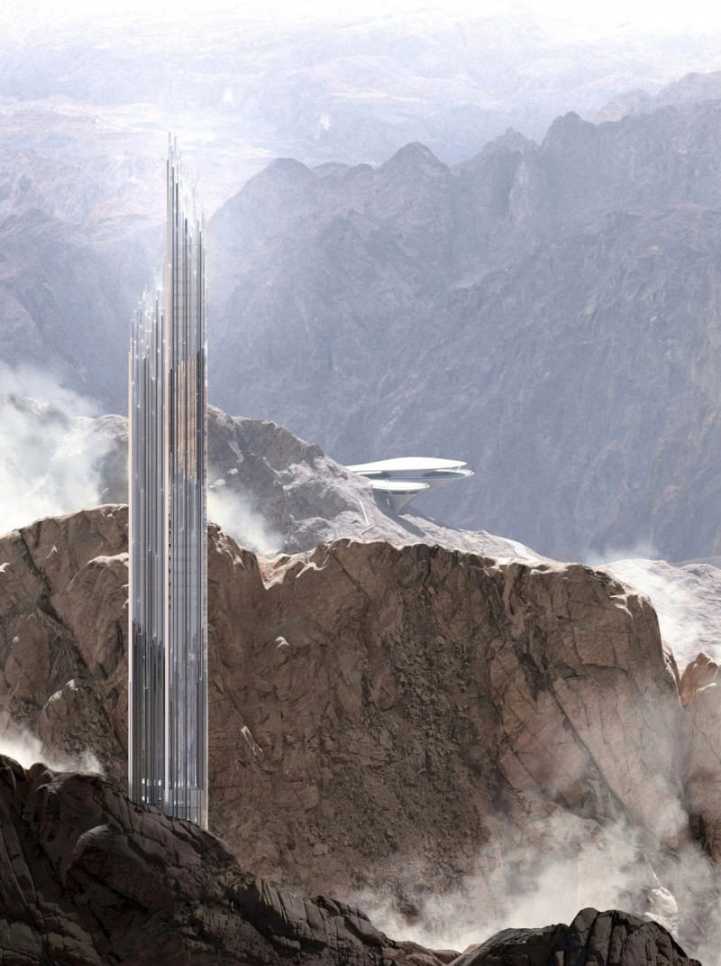 Un gratte-ciel en forme de cristal devrait devenir le point de repère de l'ambitieuse nouvelle station de ski et de sports d'hiver d'Arabie saoudite.