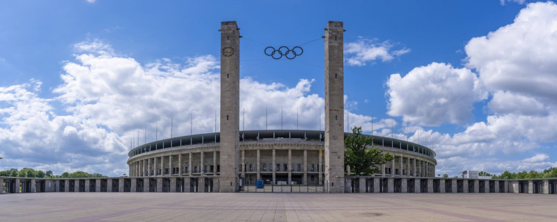 View of exterior of Olympiastadion Berlin, built for the 1936 Olympics, Berlin, Germany, Europe Copyright: FrankxFell 84