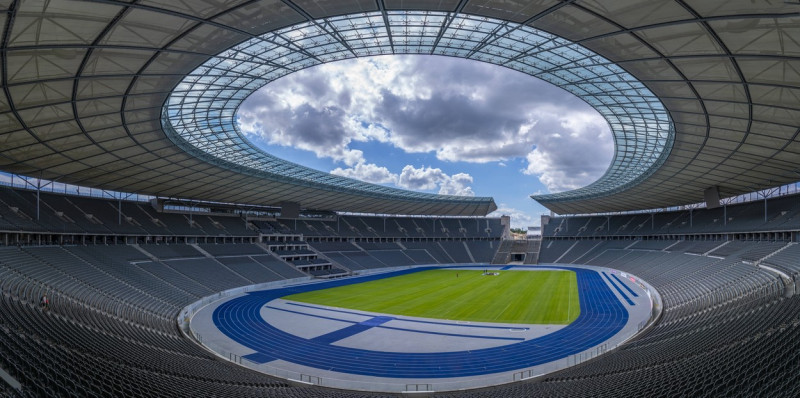 View of interior of Olympiastadion Berlin, built for the 1936 Olympics, Berlin, Germany, Europe Copyright: FrankxFell 84