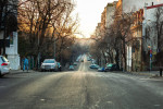 Car traffic on the main boulevard in Bucharest downtown. Winter morning/evening rush hour in Bucharest, Romania, 2020