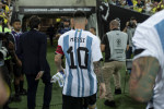 Rio de Janeiro, Brazil, Nov 21st 2023: RIO DE JANEIRO, BRAZIL - NOVEMBER 21: Lionel Messi of Argentina leaves field of p