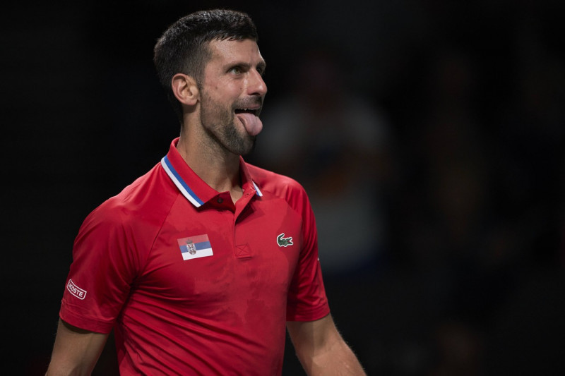 Davis Cup Final - Serbia v Great Britain Quarter-Final MALAGA, SPAIN - NOVEMBER 23: Novak Djokovic of Serbia looks on du