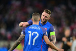 RECORD DATE NOT STATED Lukas Haraslin and Milan Skriniar during group J, EURO 2024 qualification round 9 match, Slovakia