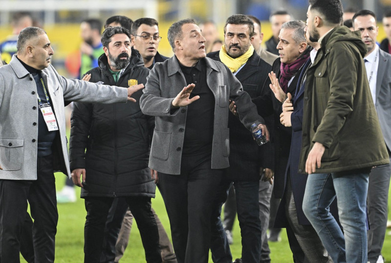 MKE Ankaragucu President Faruk Koca punches referee Halil Umut Meler