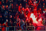 RSC Anderlecht v Standard de Liege - Belgian Croky Cup ANDERLECHT, BELGIUM - DECEMBER 07 : fans throwing fireworks to ea