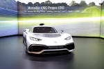 DUBAI, UAE - NOVEMBER 17: The Mercedes-AMG Project One show car is on Dubai Motor Show 2017 on November 17, 2017
