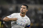 Cristiano Ronaldo of Al-Nassr celebrates after scoring a goal during the Roshn Saudi League 2023 - Al Ittihad v Al-Nassr