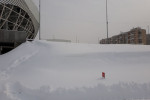 Stadionul din Craiova, înconjurat de zăpadă