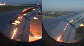 Momente de groază! Explicaţia oficială pentru care motorul avionului Arabiei Saudite a luat foc în zbor