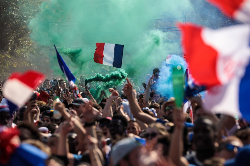 Fans Gather To Watch The World Cup Final Between France And Croatia