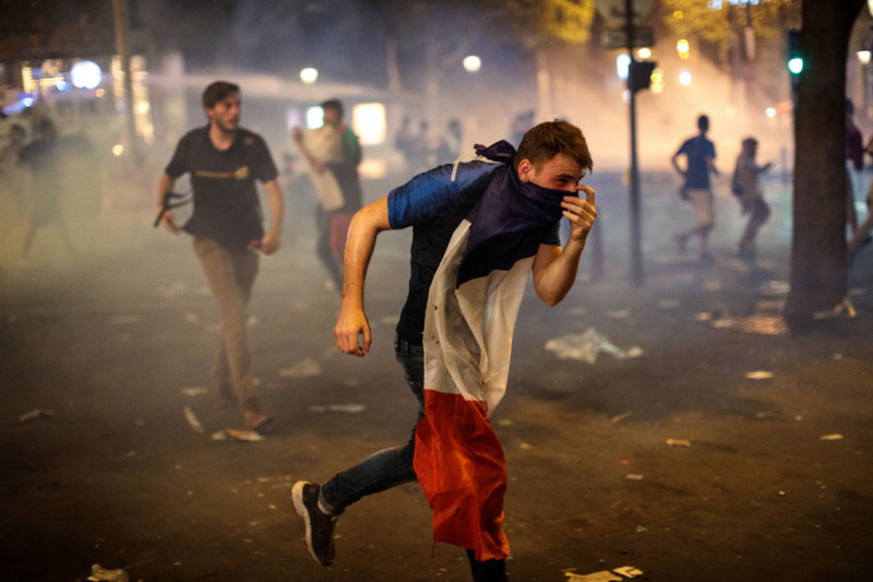 Fans Celebrate The Outcome Of The World Cup Final Between France And Croatia