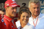 German Ferrari driver Michael Schumacher holds his