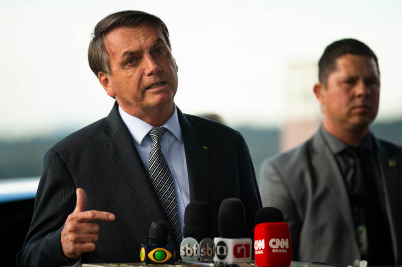 President Jair Bolsonaro Meets with the Press and His Supporters Amidst the Outbreak of the Coronavirus (COVID - 19)