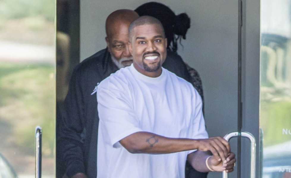 *EXCLUSIVE* Kanye West is all smiles walking his visitors out