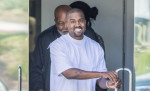 *EXCLUSIVE* Kanye West is all smiles walking his visitors out