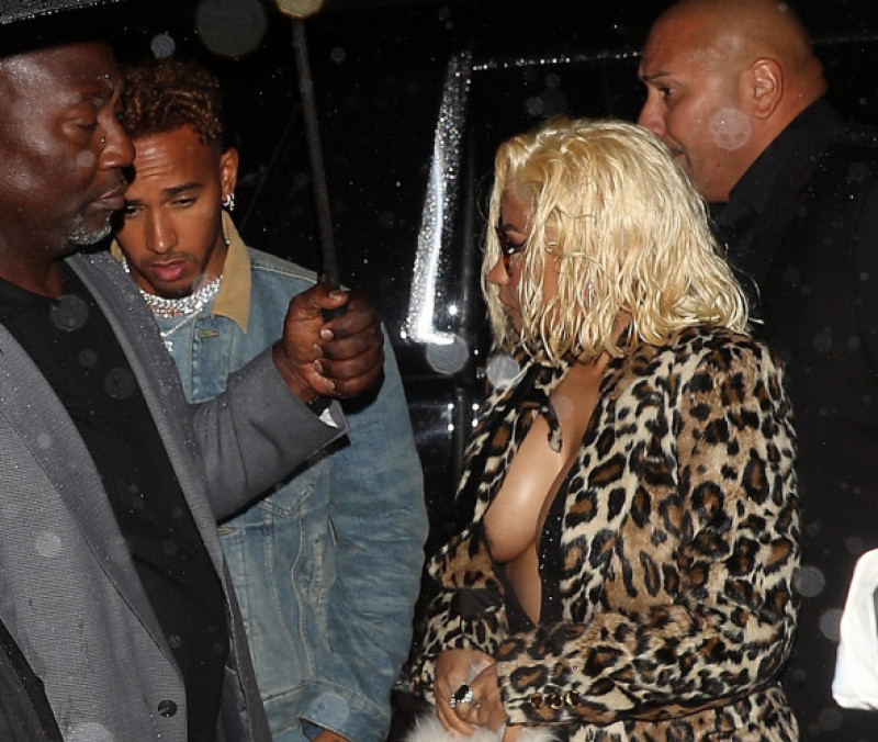 Nicki Minaj and Lewis Hamilton arrive to Tommy Hilfiger X Louis event in NYC