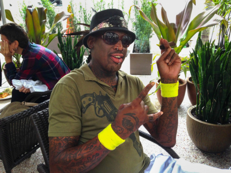 Dennis Rodman Spotted Eating Lunch At Restaurant In Miami