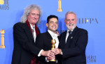 Brian May, Rami Malek, și Roger Taylor la Globurile de Aur 2019