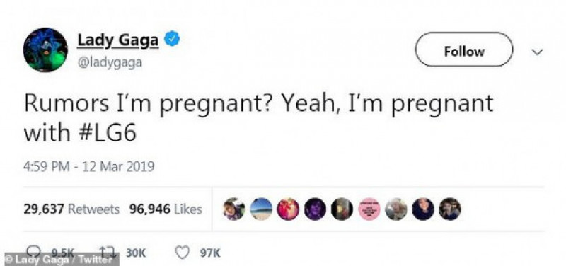 lady gaga twitter însărcinată