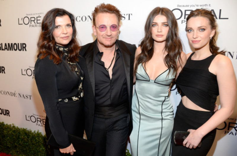 Alison Hewson, Bono, Eve Hewson, Jordan Hewson. Foto: Kevork Djansezian/Getty Images