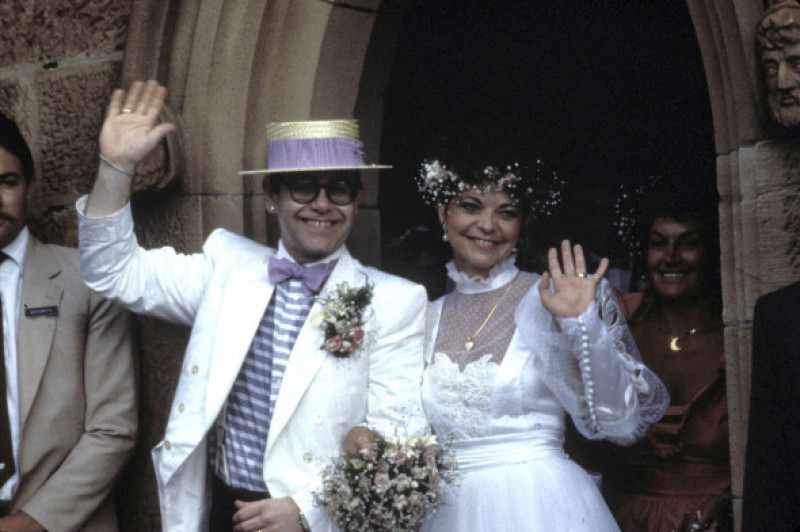 Elton John și Renate Blauel  la nunta lor, în 1984