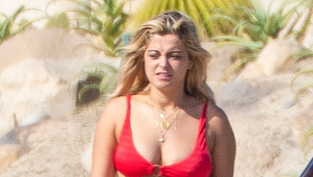 *PREMIUM-EXCLUSIVE* Bebe Rexha shows off her curves in a red bikini while soaking up the sun in Cabo
