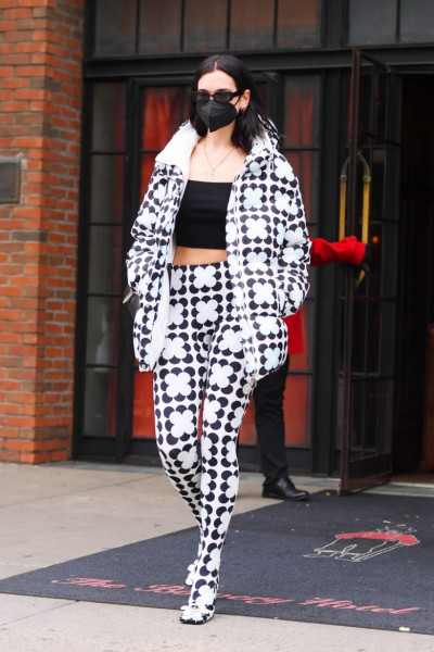 Dua Lipa heads out wearing black and white in NYC