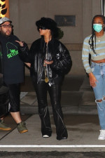 *EXCLUSIVE* Rihanna steps out for a chat with ASAP Rocky before returning to his place together