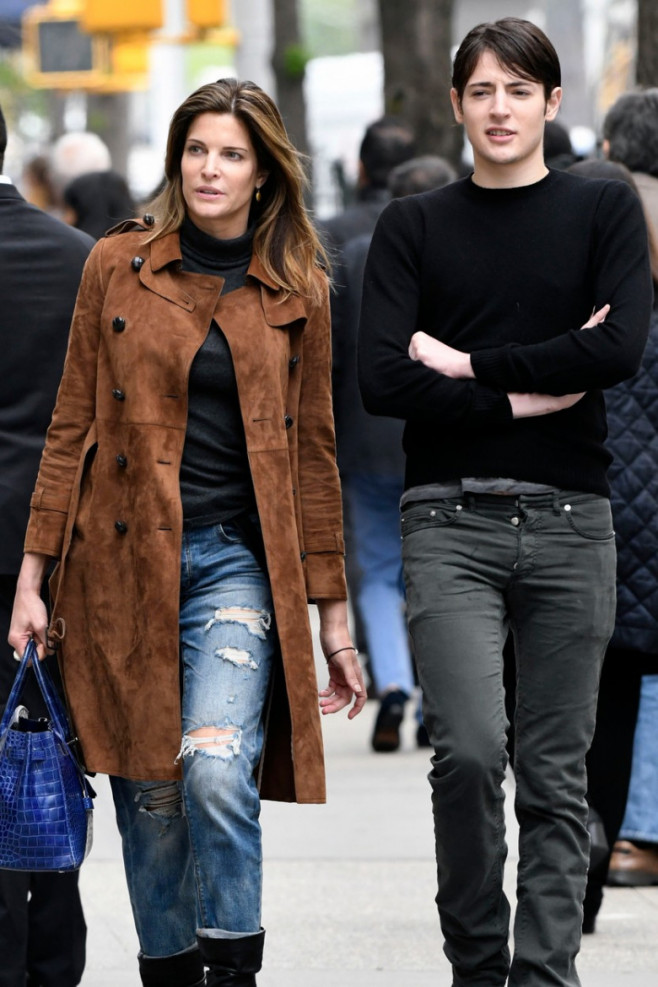 Stephanie Seymour and Harry Brant seen walking on Madison Avenue in New York City
