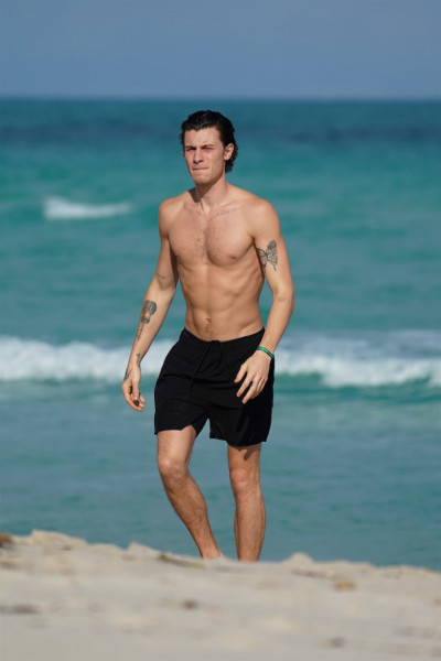 EXCLUSIVE: Newly Single Shawn Mendes Is Shirtless As He Hits The Beach Solo In Ex-Girlfriend Camila Cabello's Hometown Miami.