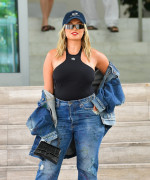 Bebe Rexha is a denim queen as we catch her hanging out in Miami Beach
