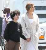 PREMIUM EXCLUSIVE Jennifer Lopez Gives Wedding Day Vibes By Rocking Gorgeous White Dress To Visit Ben On Set [NO SIPA]