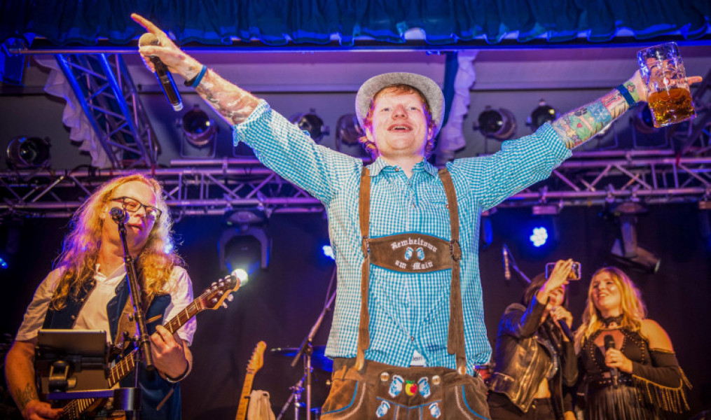 EXCLUSIVE: Ed Sheeran Dresses In Lederhosen And Sings Oktoberfest